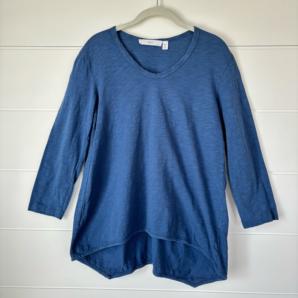 Wilt Women's Asymmetrical Long Sleeve Tunic Cotton Blue Size Medium